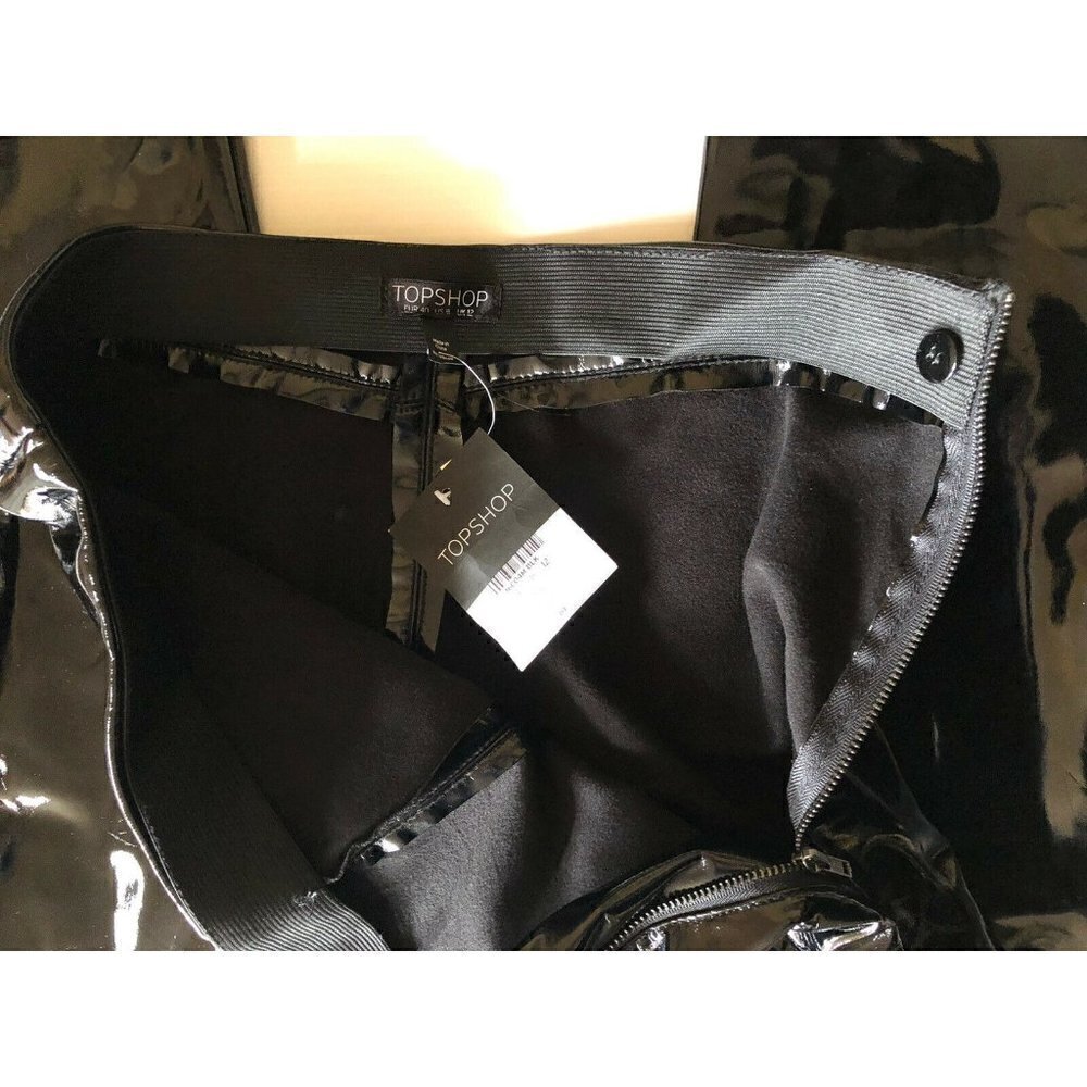 TOPSHOP Women's Black High Waist Percy Vinyl Leggings - Picture 7 of 12